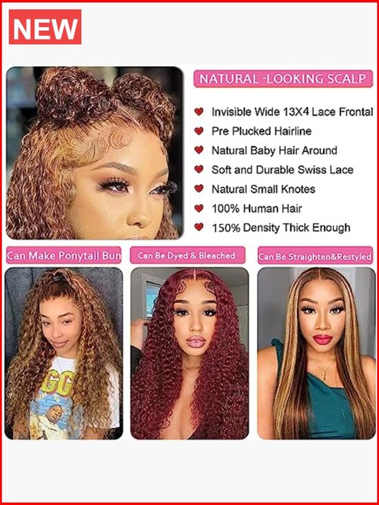 28inch 13x4 Lace Front Wig Human Hair Deep Wave 180 Density Glueless Wig